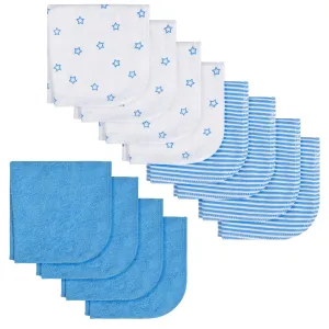 12-Pack Baby Boys Stars Washcloths