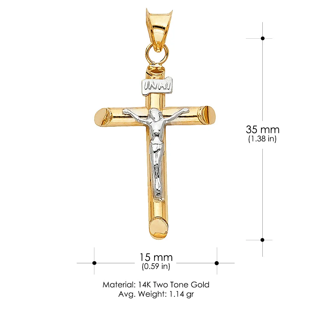 14K Gold Crucifix Cross Religious Pendant