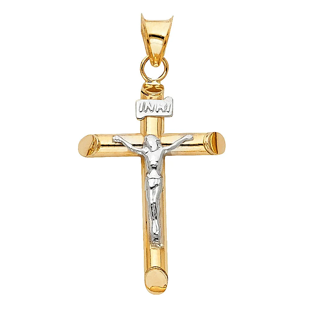 14K Gold Crucifix Cross Religious Pendant