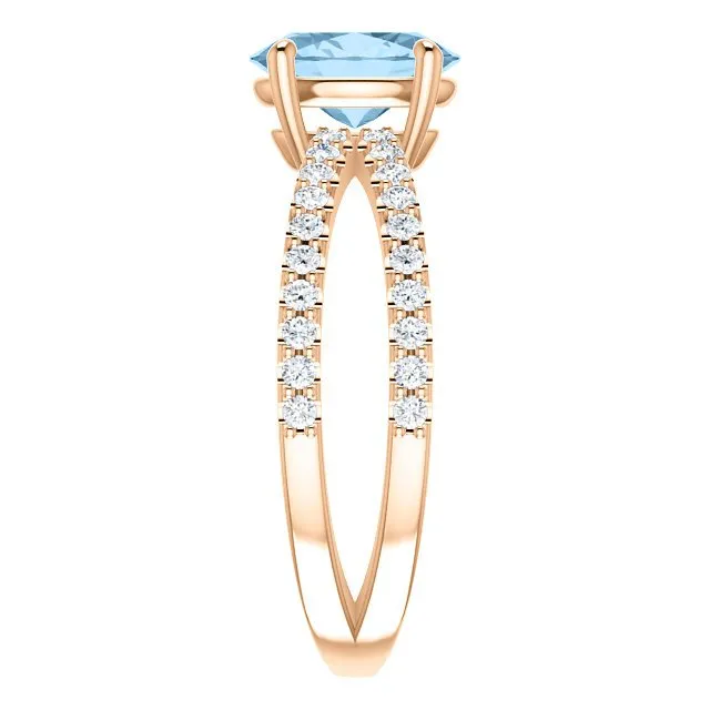 14KT GOLD 1.60 CT SKY BLUE TOPAZ & 1/3 CTW DIAMOND CRISS-CROSS RING