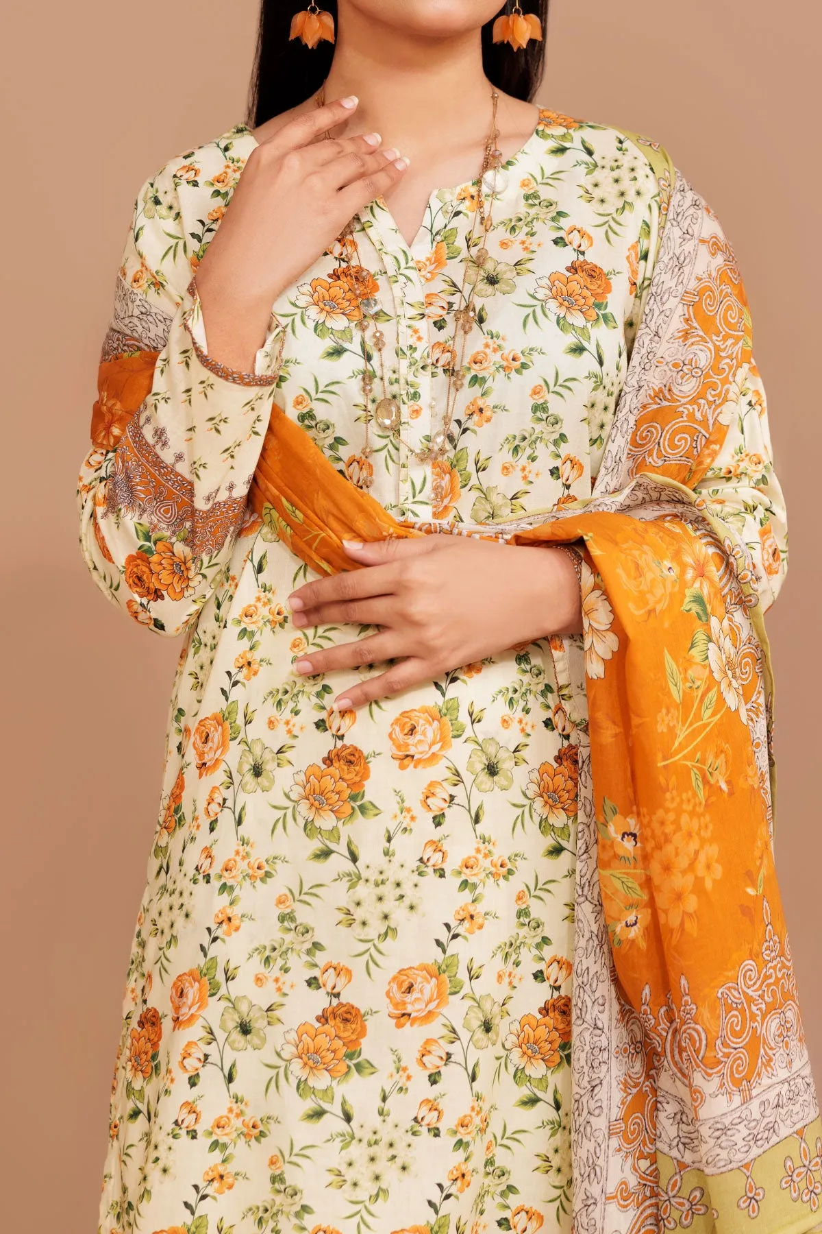 3 PIECE UNSTITCHED LAWN | UN-DPC-297