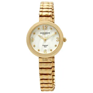 Akribos Xxiv Mother of Pearl Dial Yellow Gold-tone Ladies Watch AK765YG