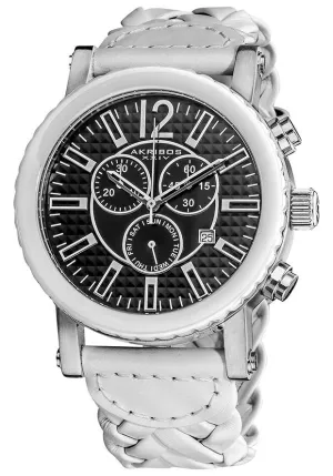 Akribos XxivChronograph White Ceramic White Leather Men's Watch AK571WT