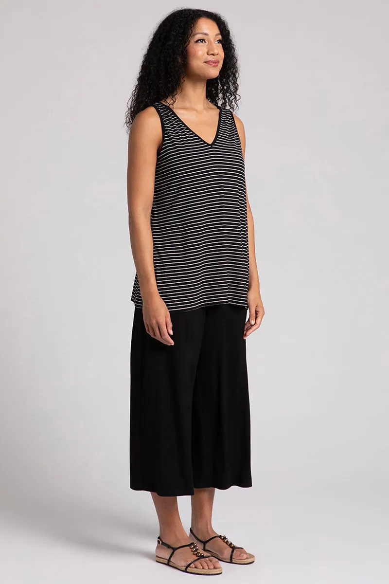 Bamboo Reversible Go To Tank | Blk/Wht Pinstripe