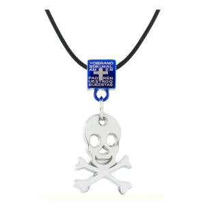 Biker Punk Skull Blue Silver Stainless Steel Pendant Necklace Chain For Men