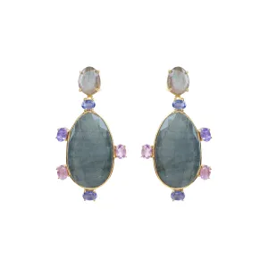 Earrings - Labradorite, Multi Sapphire & Kyanite