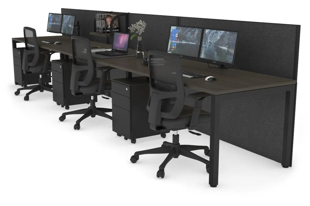 Horizon Quadro 3 Person Run Square Legs Office Workstation [1600L x 800W with Cable Scallop]