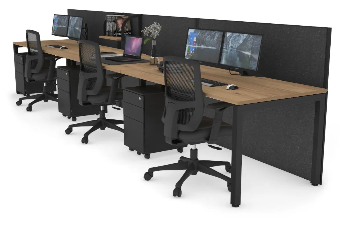 Horizon Quadro 3 Person Run Square Legs Office Workstation [1600L x 800W with Cable Scallop]