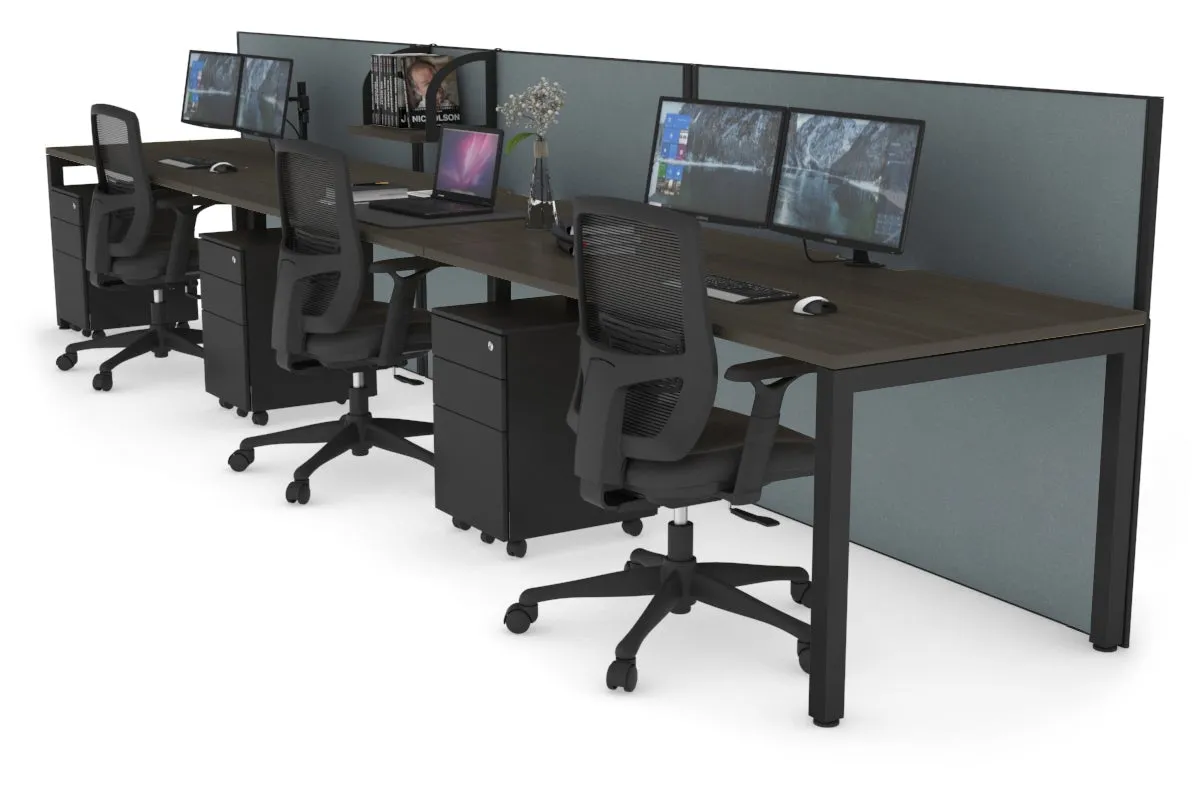 Horizon Quadro 3 Person Run Square Legs Office Workstation [1600L x 800W with Cable Scallop]