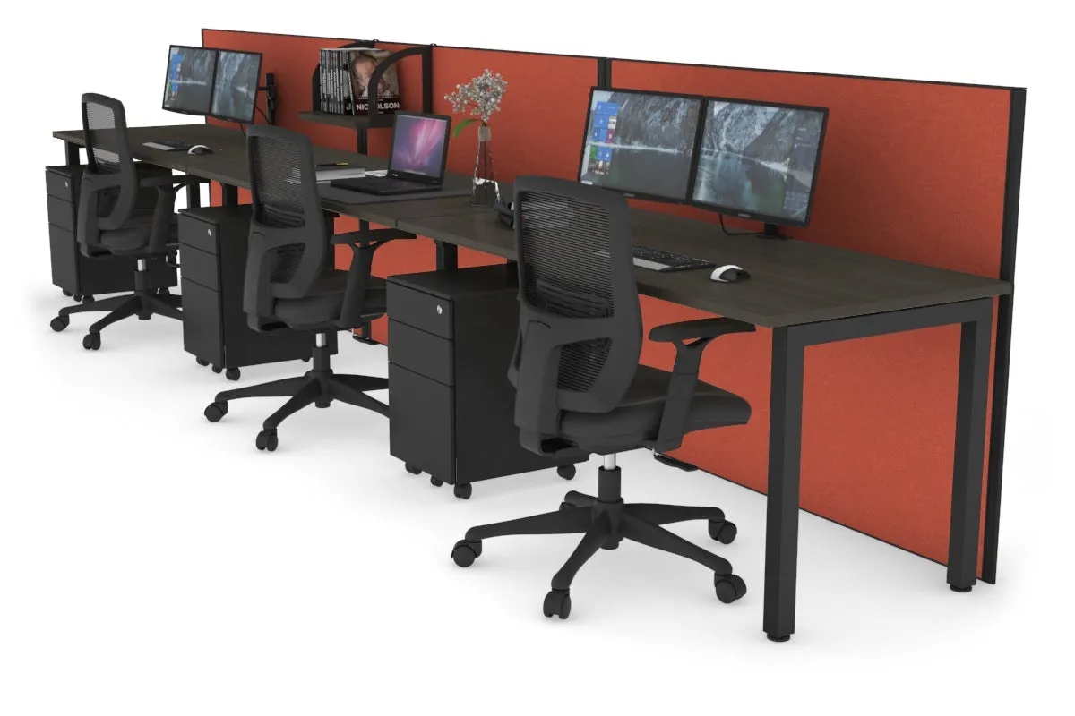 Horizon Quadro 3 Person Run Square Legs Office Workstation [1800L x 700W]