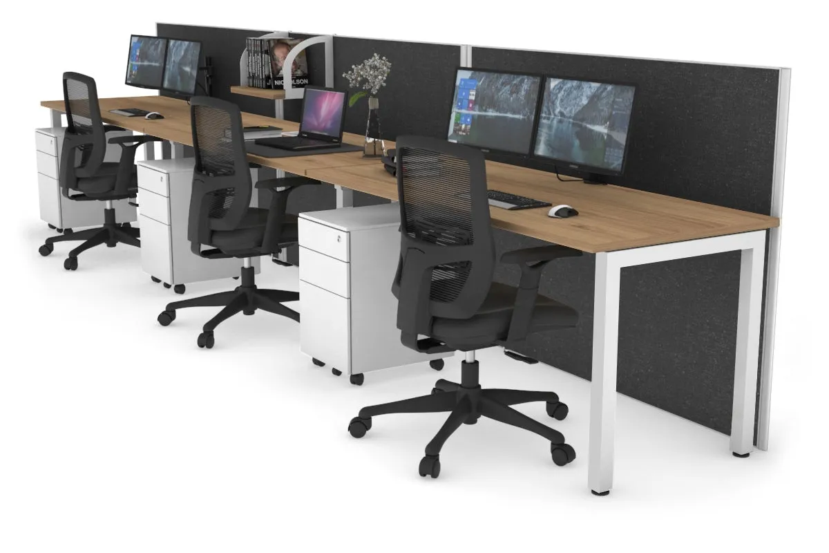 Horizon Quadro 3 Person Run Square Legs Office Workstation [1800L x 700W]