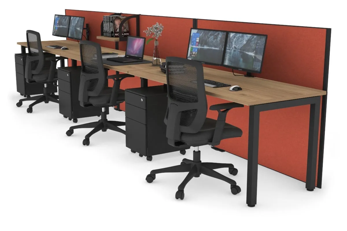 Horizon Quadro 3 Person Run Square Legs Office Workstation [1800L x 700W]