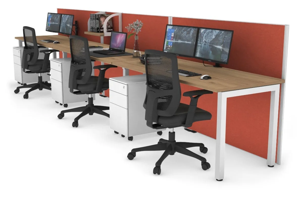 Horizon Quadro 3 Person Run Square Legs Office Workstation [1800L x 700W]