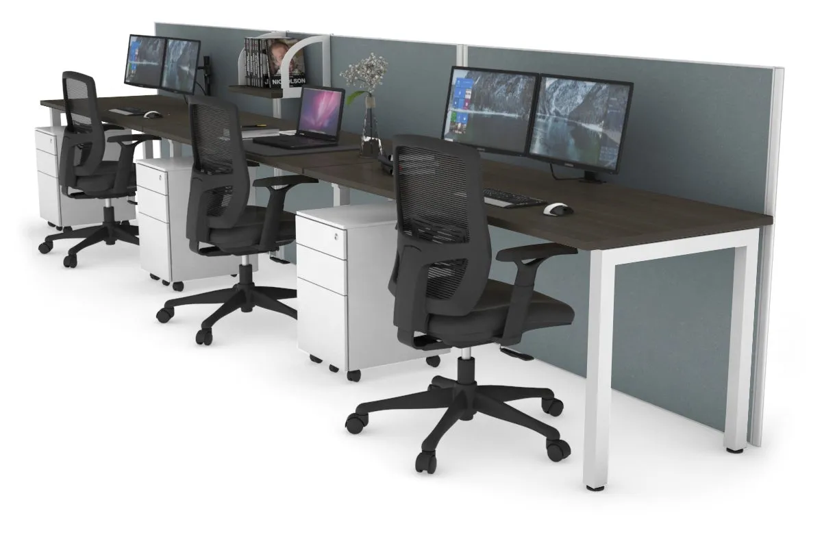 Horizon Quadro 3 Person Run Square Legs Office Workstation [1800L x 700W]