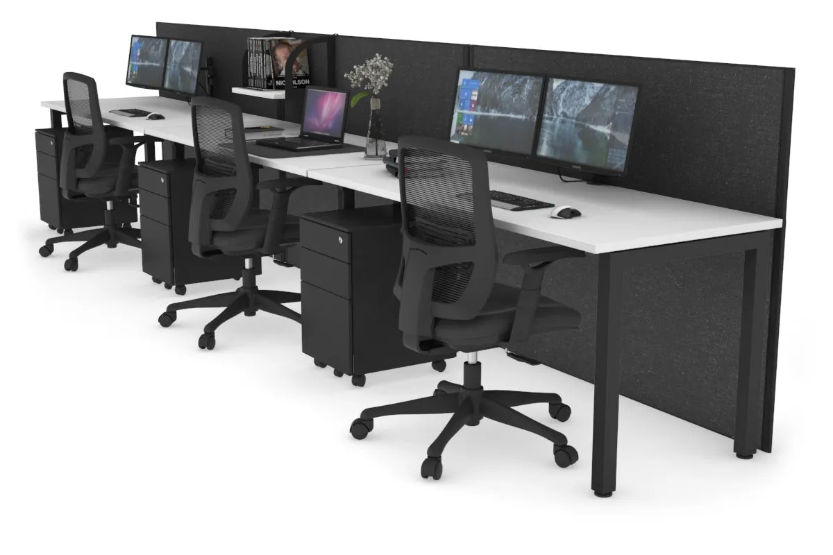 Horizon Quadro 3 Person Run Square Legs Office Workstation [1800L x 700W]