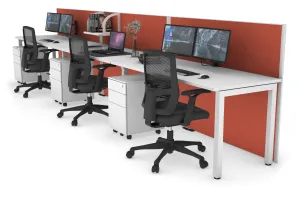 Horizon Quadro 3 Person Run Square Legs Office Workstation [1800L x 700W]