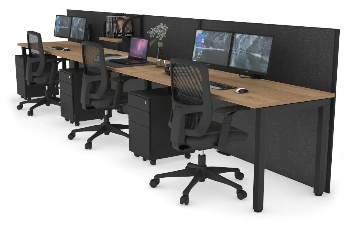 Horizon Quadro 3 Person Run Square Legs Office Workstation [1800L x 700W]