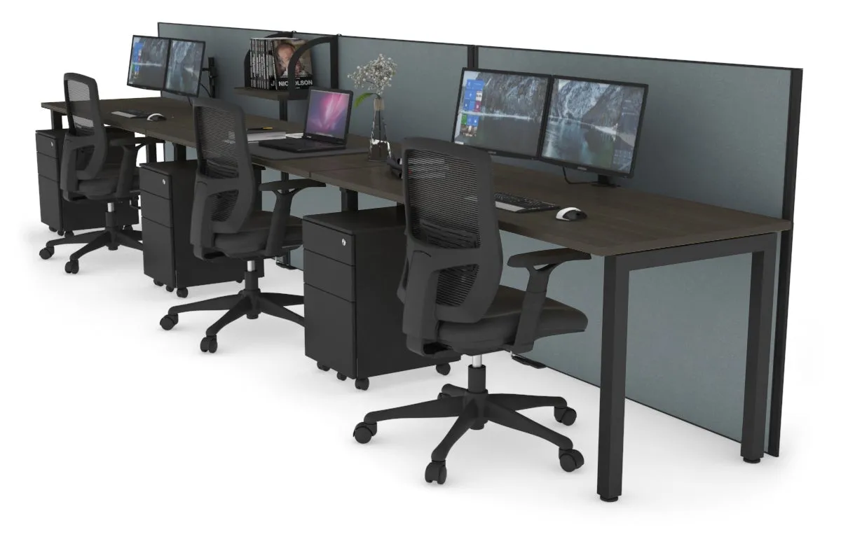 Horizon Quadro 3 Person Run Square Legs Office Workstation [1800L x 700W]