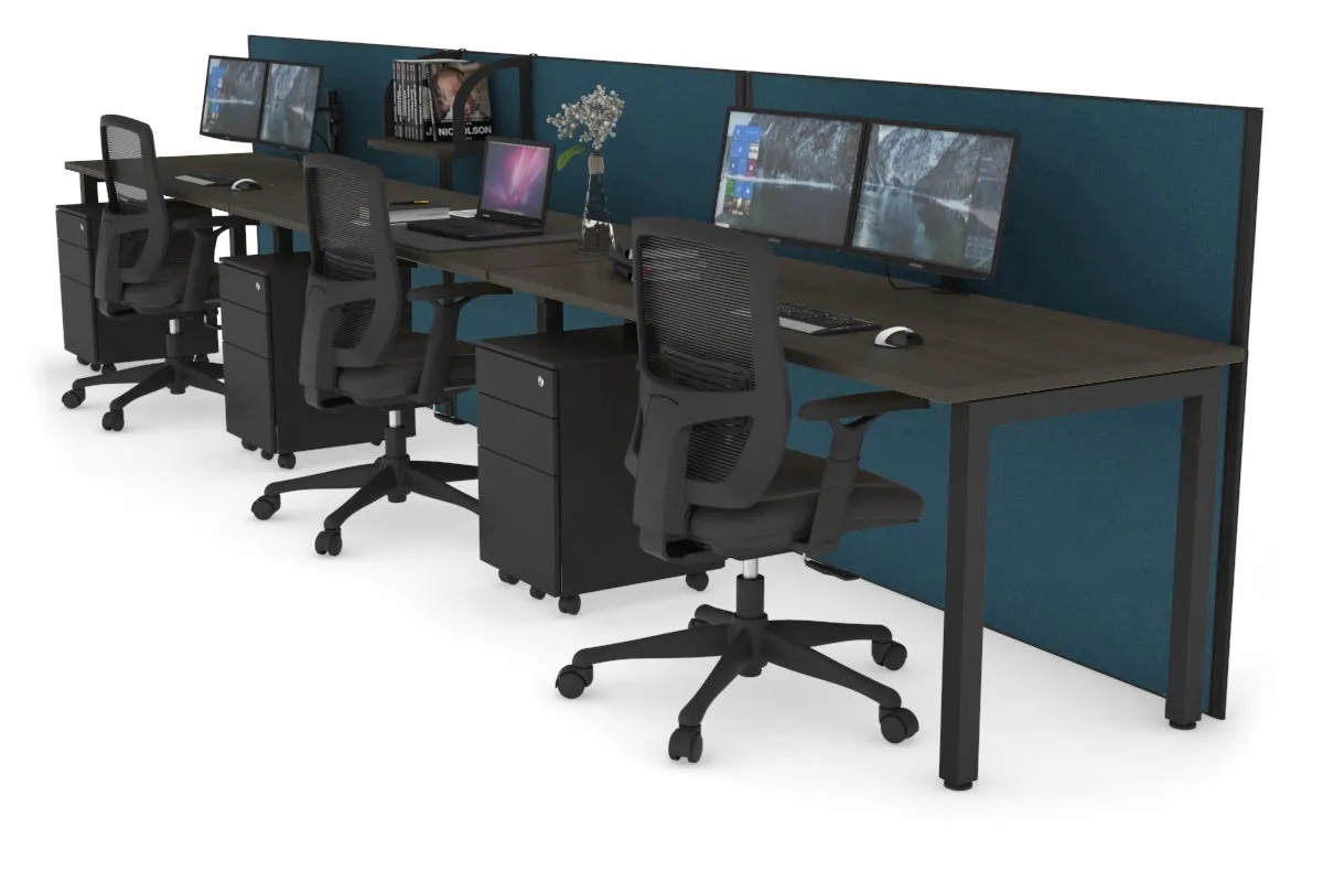 Horizon Quadro 3 Person Run Square Legs Office Workstation [1800L x 700W]