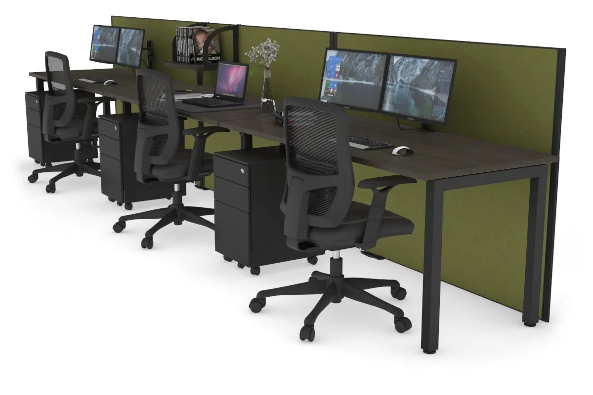 Horizon Quadro 3 Person Run Square Legs Office Workstation [1800L x 700W]