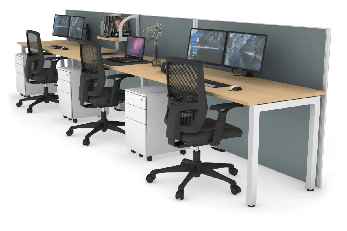 Horizon Quadro 3 Person Run Square Legs Office Workstation [1800L x 700W]