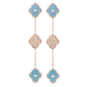 LUCE COLOUR - EARRINGS PENDANT ROSE GOLD PAVE TURQUOISE & 4 DIAMONDS S