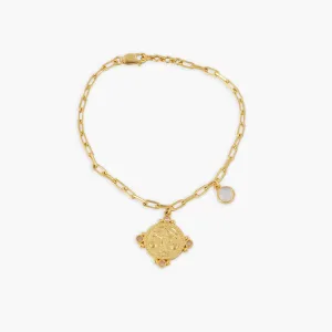 Opal Libra Zodiac Gold Plated Silver Chain Bracelet