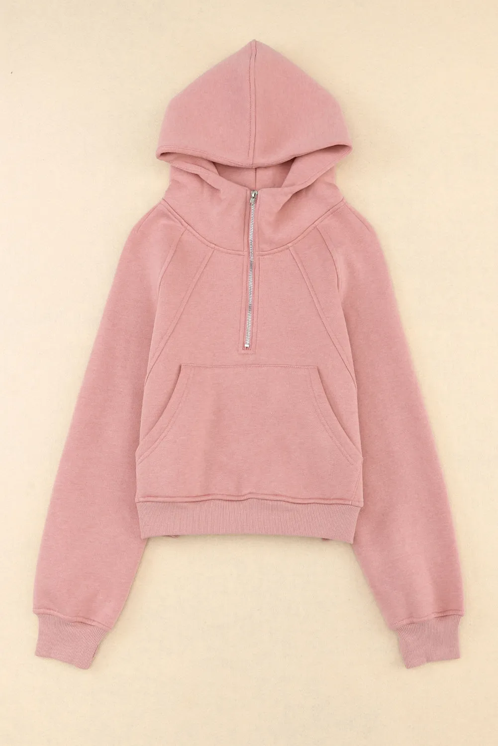 Quarter Zip Kangaroo Pocket Hoodie