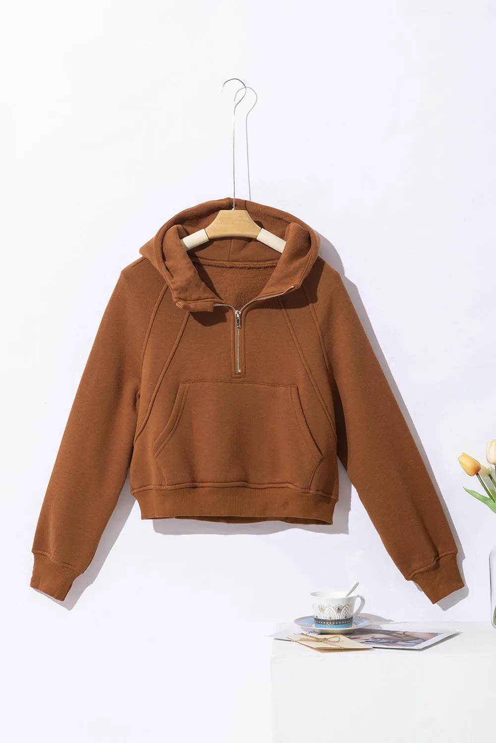 Quarter Zip Kangaroo Pocket Hoodie