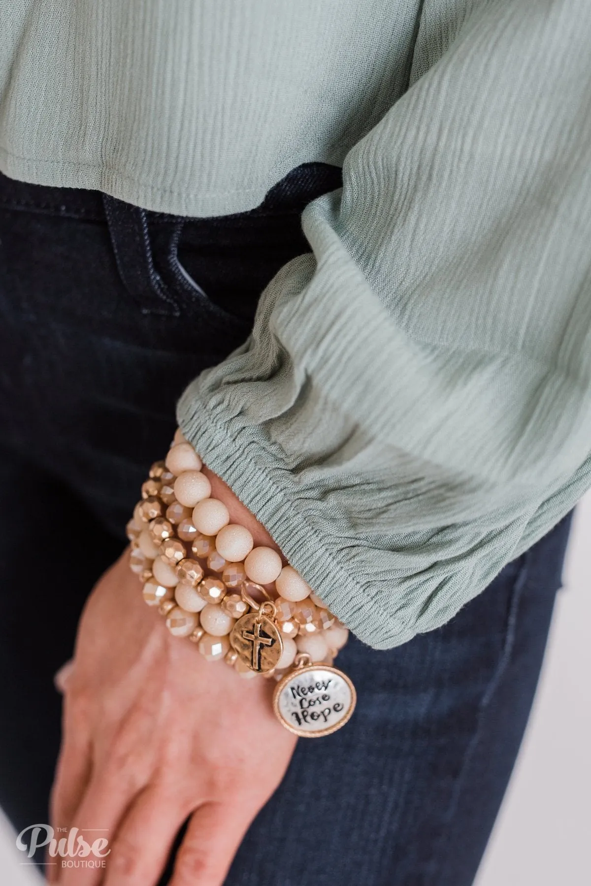 "Never Lose Hope" 5 Piece Bracelet Set- Gold