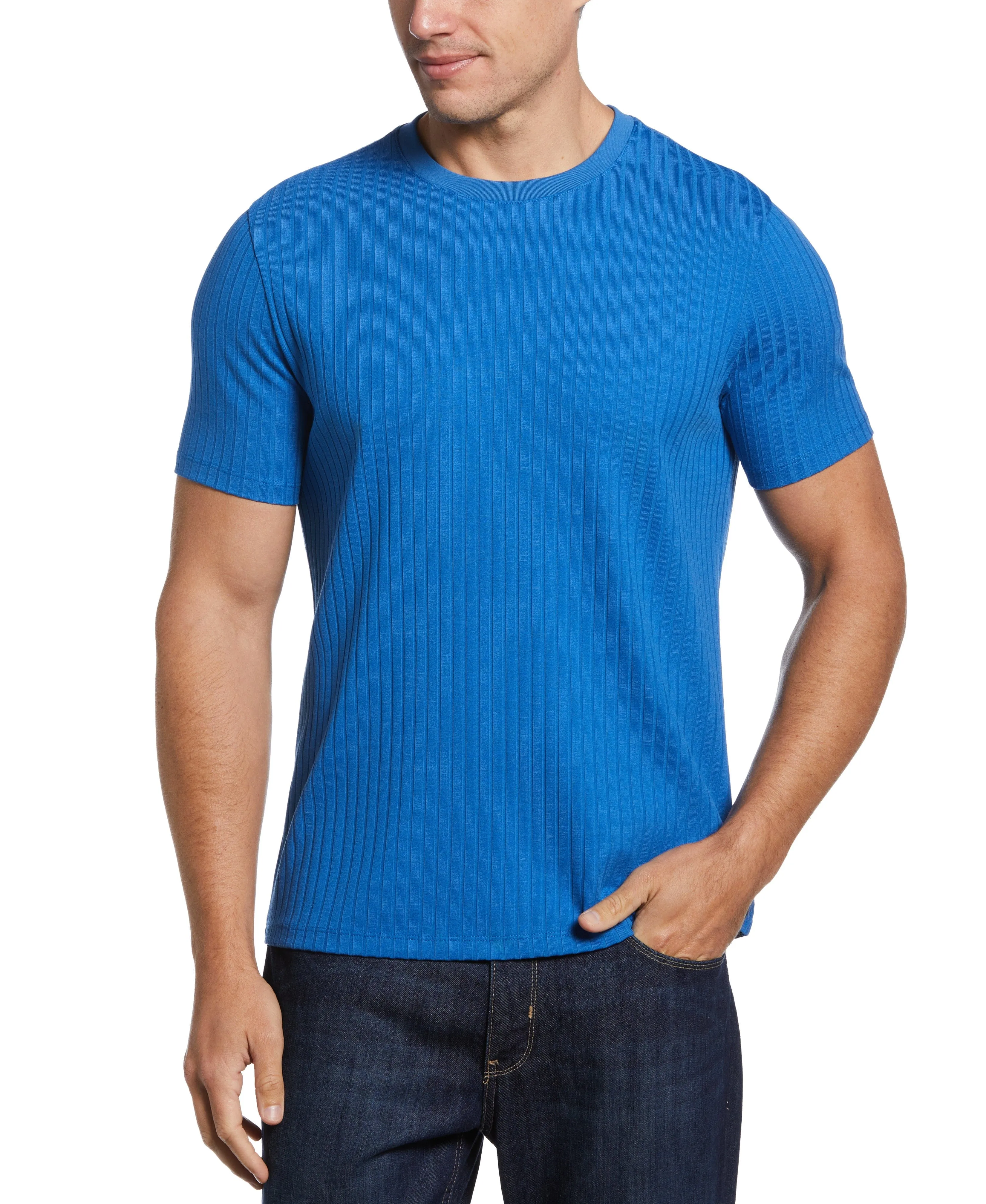 Rib Knit Crew Neck Tee