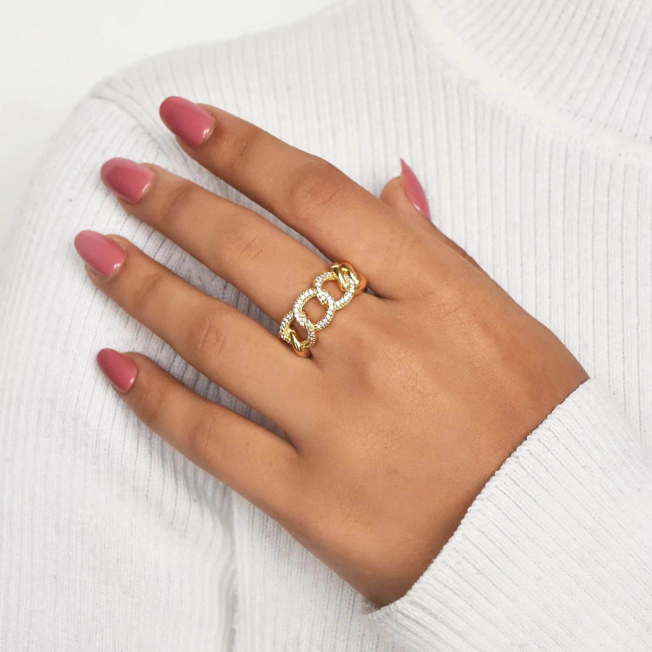 Studded Link Chain Ring