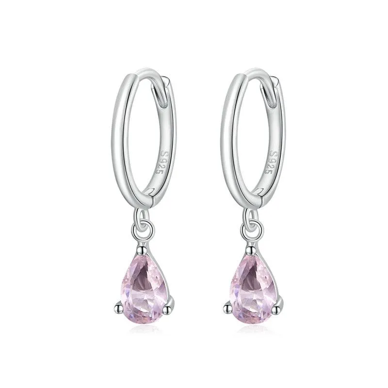 'Water Drop' CZ and Sterling Silver Earrings