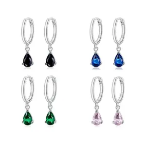 'Water Drop' CZ and Sterling Silver Earrings