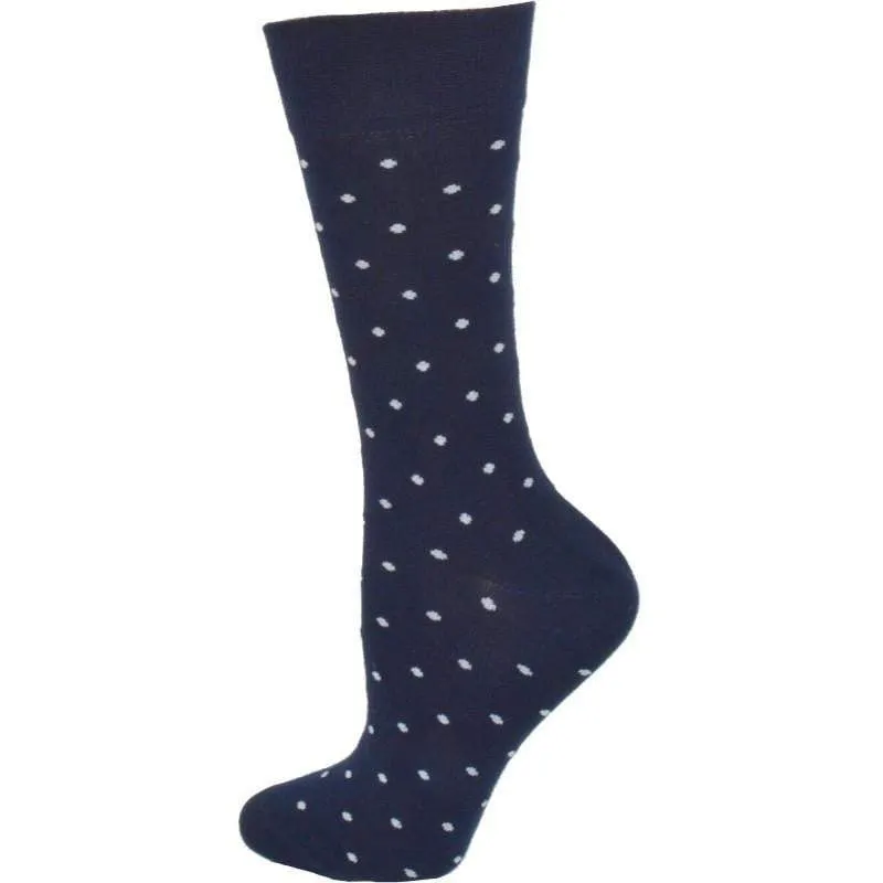 Women's Combed Cotton Socks, Colorful Pin Dot Crew Casual Women's 3 Pair Pack Socks